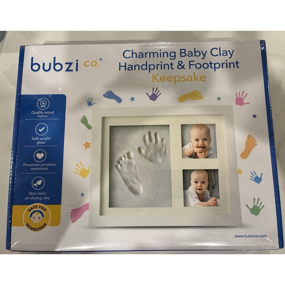 Bubzi Co. Charming Baby Clay Handprint & Footprint KeepsakePicture Frame - New